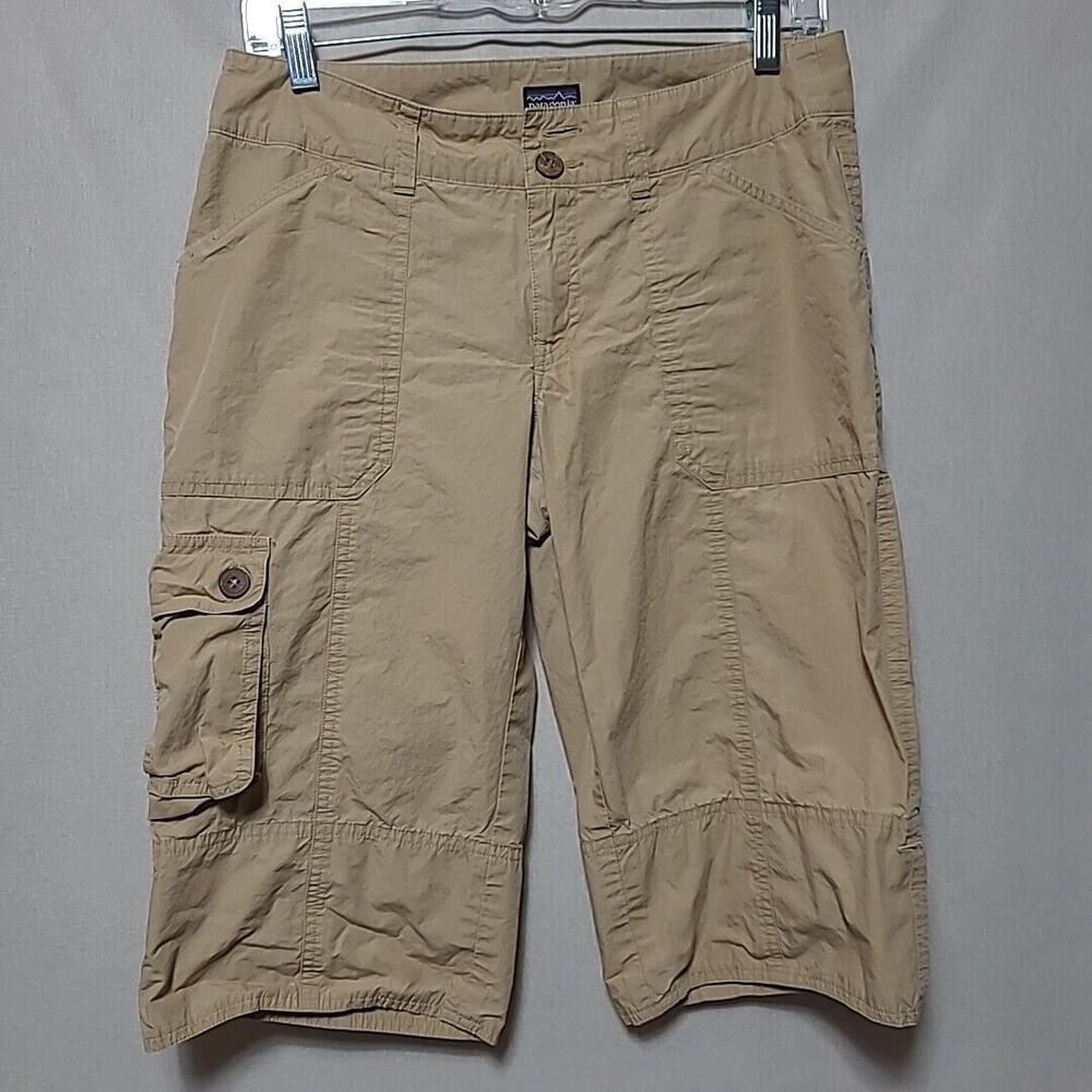 Patagonia Hiking Cargo Capri Crop Pants Womens 4 Khaki Organic Cotton Activewear